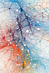 Poster - A line art illustration of a neural network diagram, showcasing the interconnected nodes of AI algorithms.