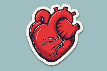 Poster - A line art icon sticker of a heart, featuring clean, simple lines that represent this vital organ.