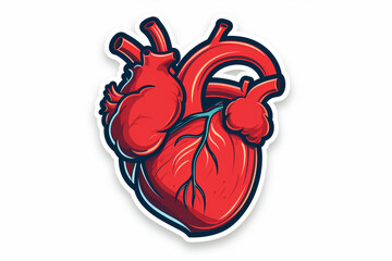 Poster - A line art icon sticker of a heart, featuring clean, simple lines that represent this vital organ.