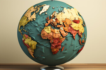 Poster - A globe, capturing the continents and oceans in minimalist style