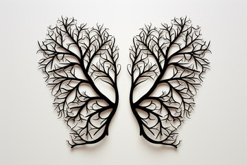 Poster - A line art sticker icon of a pair of lungs, emphasizing the lobes and bronchial branches.