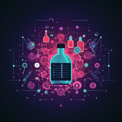 Poster - The image is a line art icon meticulously crafted to represent the molecule Progesterone. It incorporates specific chemical structures and symbols to accurately depict this hormone...