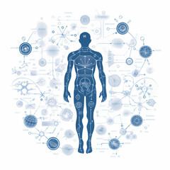 Poster - A line art icon of Human Growth Hormone (HGH), using specific chemical structures and symbols.