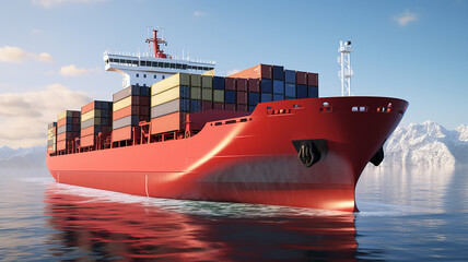 Wall Mural - Cargo ship sailing at ocean, Global business logistics and transportation international container ship in the ocean freight transportation