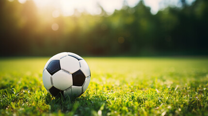 Wall Mural - Soccer ball on soccer field