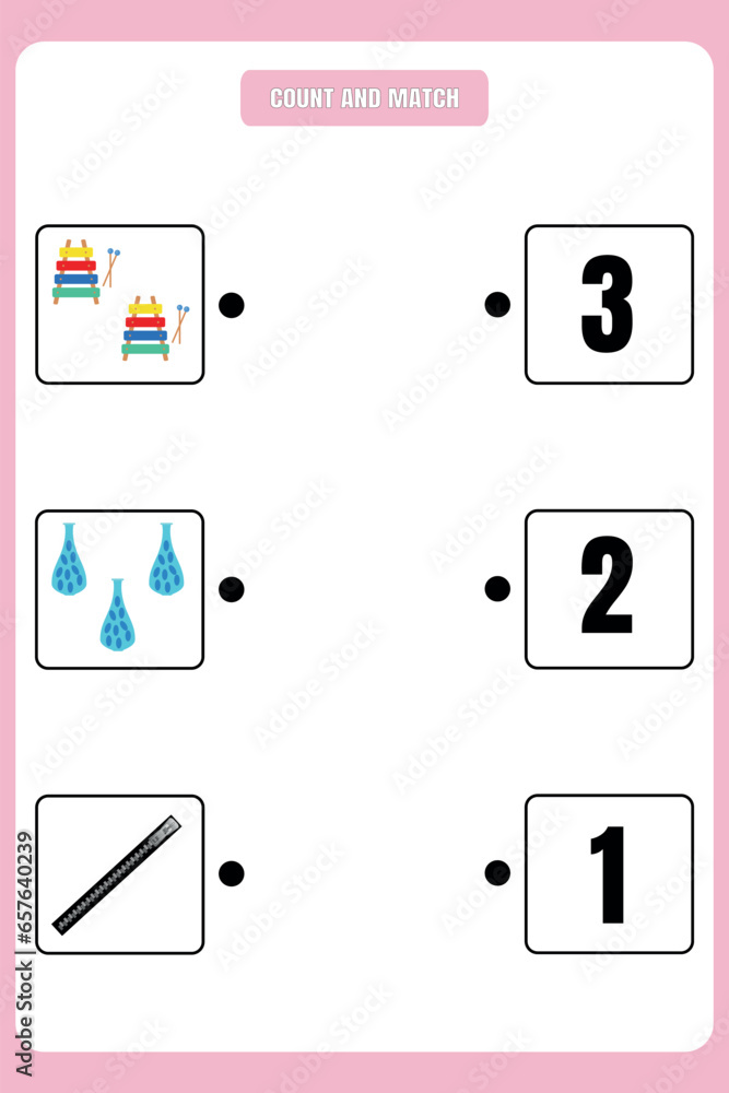 Count and match. Educational math game for kids. Printable worksheet ...