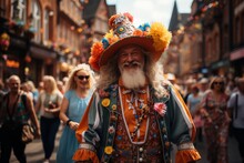 Colorful Oktoberfest Parade Featuring Decorated Floats, Marching Bands, And Traditional Costumes, Generative AI 