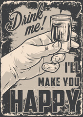 Poster - Drink me vintage flyer monochrome