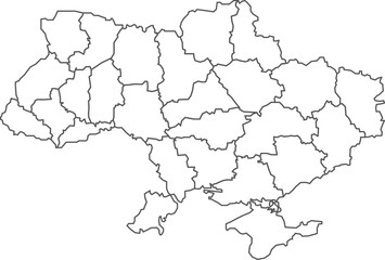 Wall Mural - Map of Ukraine with detailed country map, line map.