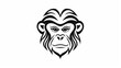 macaco Desenho de uma linha isolado em fundo branco