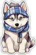 Siberian Husky Dog Sticker with cut lines