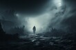 © stasknop - scary person stands in the fog in the forest