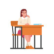 © Вероника Розгон - vector illustration of a schoolgirl sitting at a desk