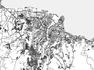 greyscale vector city map of cagayan de oro in the philippines with with water, fields and parks, an