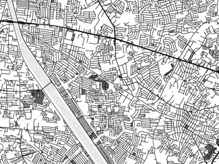 greyscale vector city map of cainta in the philippines with with water, fields and parks, and roads 