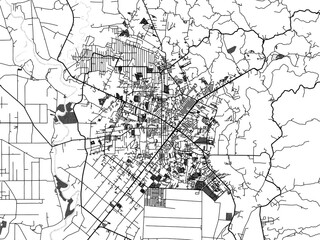 greyscale vector city map of magugpo poblacion in the philippines with with water, fields and parks,