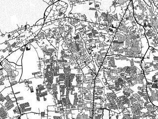 greyscale vector city map of imus in the philippines with with water, fields and parks, and roads on