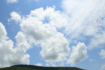 Poster - clouds over green field