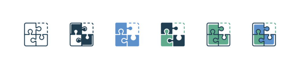 Fototapete - simple jigsaw puzzle piece icon business problem solving vector management strategy creative solution line symbol illustration 
