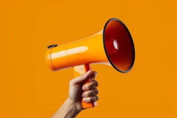 hand holding megaphone, marketing and sales background