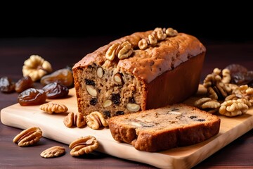 Wall Mural - Delicious date and nut bread loaf walnut cake