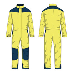 Wall Mural - Coverall workwear mockup front and back view