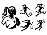 Fototapeta  - female soccer player icon vector silhouette