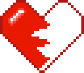 Wall Mural - Red heart pixel art 8-bit icon vector 
