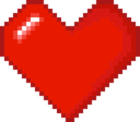 Wall Mural - Red heart pixel art 8-bit icon vector 