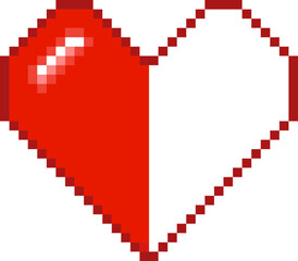 Wall Mural - Red heart pixel art 8-bit icon vector 