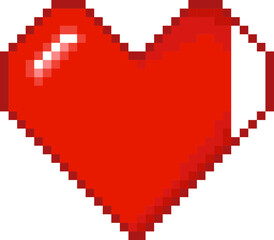 Wall Mural - Red heart pixel art 8-bit icon vector 