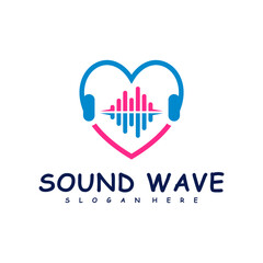 Wall Mural - Love Sound wave logo design concept vector. Sound wave illustration design