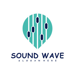 Wall Mural - Point with Sound wave logo design concept vector. Sound wave illustration design