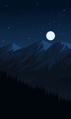 Wall Mural - moon over the mountains