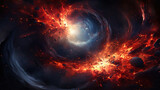 Fototapeta  - Pixel art galaxy stardust black hole background in retro style for bit game. Generative Ai