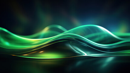 Wall Mural - Green and white background with abstract speed and radiant light. Generative Ai