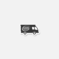 Sticker - Food truck icon sticker isolated on gray background