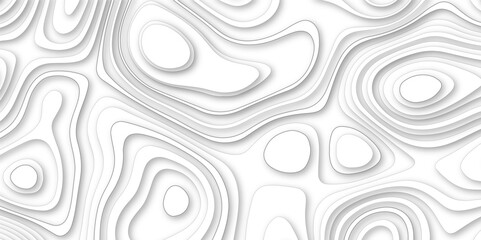 Abstract wavy topographic map. Abstract wavy and curved lines background. Abstract geometric topographic contour map background. Marble wall white silver pattern gray ink graphic background 