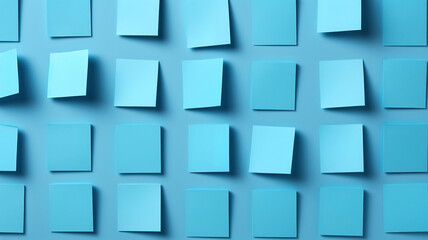 Wall Mural - textured or backgrounds from blue paper stickers, sticky notes blank. generative ai