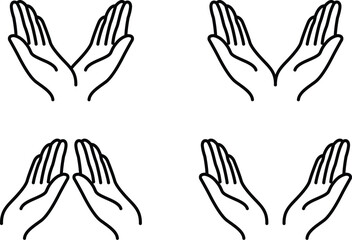 Praying hand outline concept. Hand drawn hands in praying position. Prayer to god with faith and hope isolated vector.