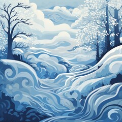 Sticker - Abstract winter landscape