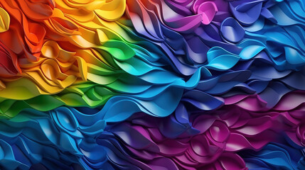 Wall Mural - Colorful lgbtq pride month abstract rainbow bokeh background. Generative Ai