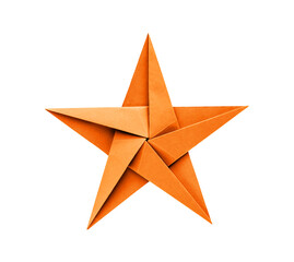 Wall Mural - orange paper star origami isolated on a white background