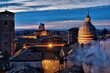 Night aerial view of the city of Reggio Emilia as seen from the tower of the church of San Prospero. Emilia Romagna, Italy