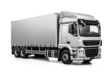 Wall Mural - Grey Truck with container, cargo transportation concept, isolated on whte background