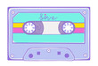Audio cassette. Retro audio tape with music record of 90s, isolated vector trendy pop object.