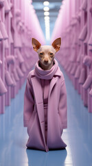 Fashion Dog Show, top model dog wearing trendy design clothes, catwalk. AI Generative