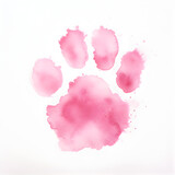 Watercolor pink paw print isolated on a white background. An artistic animal and pets concept. Generative ai. 