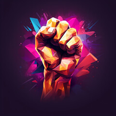 Wall Mural - a colorful fist illustration, in the style of light crimson