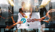 © alphaspirit - Business team work together and combine pieces of gears. Partnership and integration concept